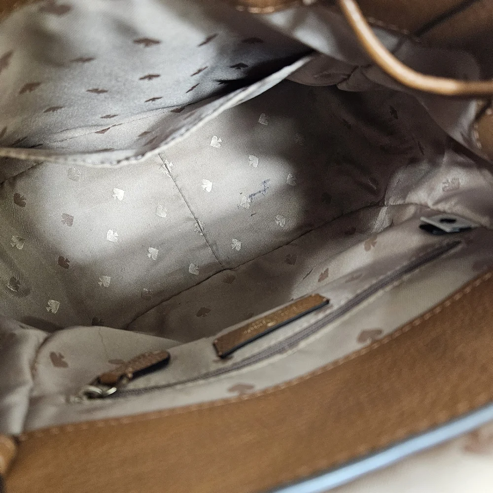 Kate Spade Backpack OS Leila Medium Flap Pebbled Leather Warm Gingerbread Brown